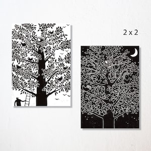 Lot de 4 cartes postales « Nid d’oiseau »