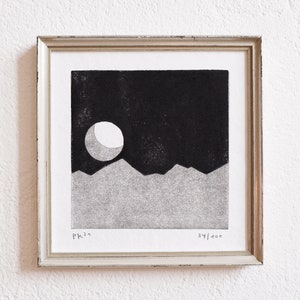 mondserie 5 · original Linolschnitt · limitiert und signiert · Din A5 · Kunst · Linoldruck