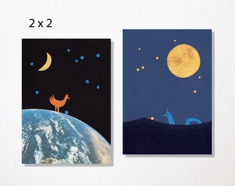 Postcard set of 4 "stars"