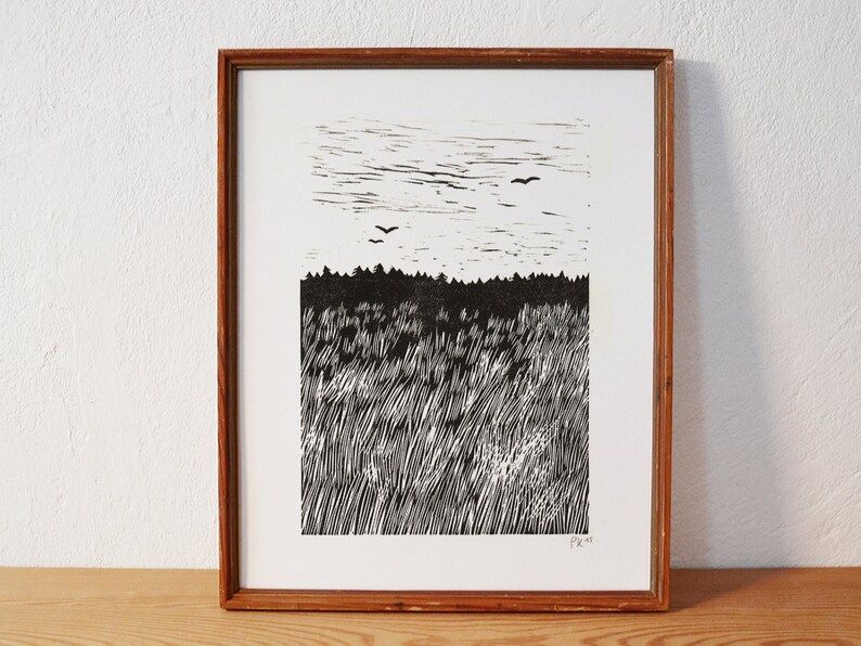 grassland 1 \u00b7 original linocut \u00b7 limited \u00b7 DIN A4