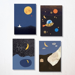 Postcard set of 4 "sea and space"