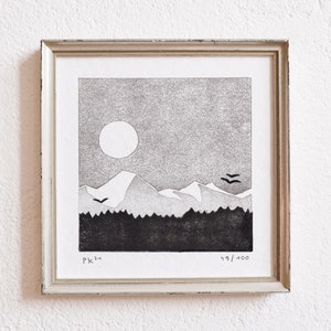 moon series 4 · original linocut · limited edition