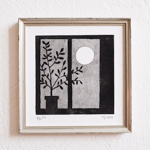 mondserie 9 · originele linosnede · gelimiteerd en gesigneerd · Din A5 · kunst · linoprint