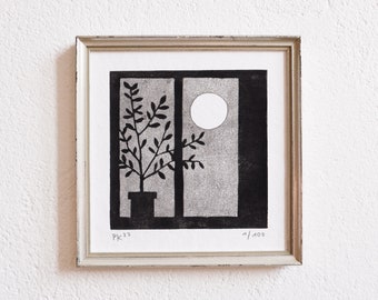 moon series 9 · original linocut · limited edition