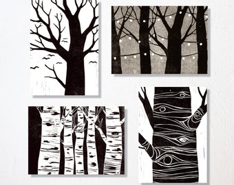 Postcard set of 4 "trees"