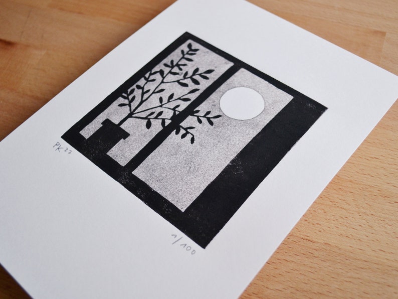 moon series 9 original linocut limited edition image 4