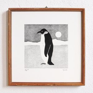 pingüino · linograbado original · limitado y firmado · Din A4 · arte · linograbado