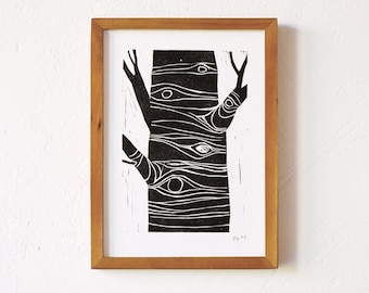 tree · original linocut · limited edition