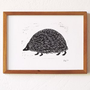 hedgehog original linocut image 1