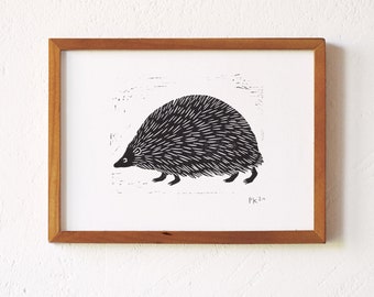 igel · original Linolschnitt · Din A5 · signiert · Kunst · Linoldruck