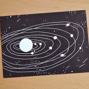 Set de postales de 4 estrellas y planetas imagen 5