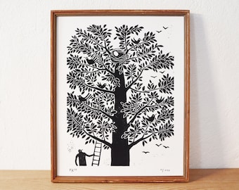 tree 2 · original linocut · limited edition