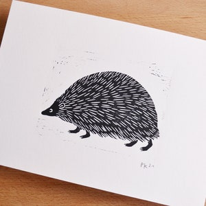 hedgehog original linocut image 3