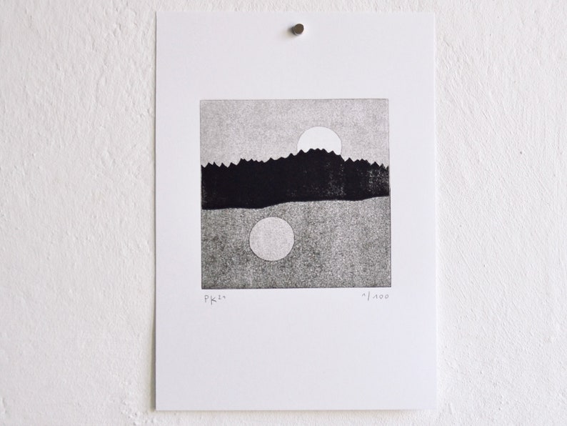 moon series 2 original linocut limited edition image 2