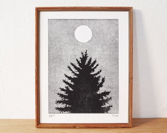 arbre 3 · linogravure originale · limité et signé · Din A4 · Art · Impression au linoléum