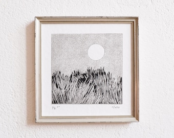 moon series 1 · original linocut · limited edition