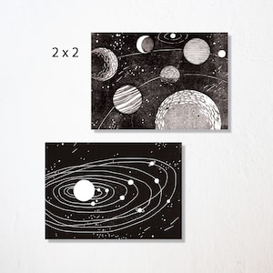 Ansichtkaartenset van 4 “planeten”