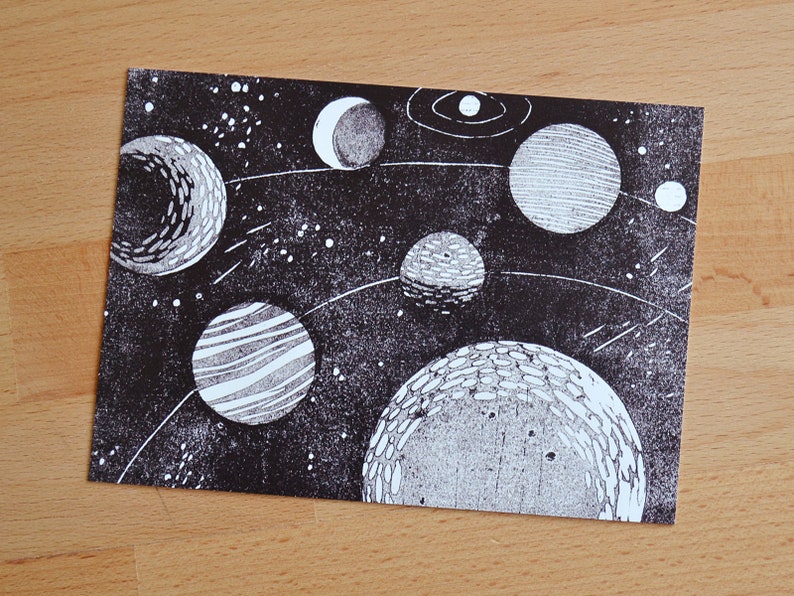 Postcard set of 4 stars and planets image 6