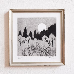 mondserie 10 · original Linolschnitt · limitiert und signiert · Din A5 · Kunst · Linoldruck