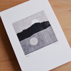 moon series 2 original linocut limited edition image 3