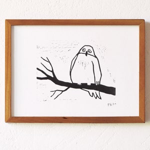 snowy owl · original linocut