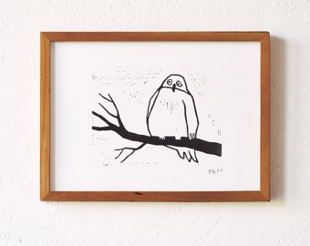 snowy owl · original linocut