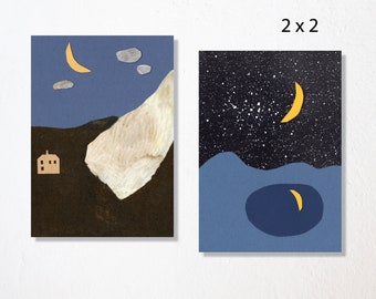 Juego de 4 postales “luna”