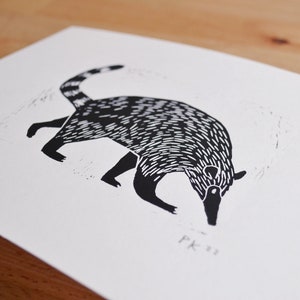 coati original linocut image 4