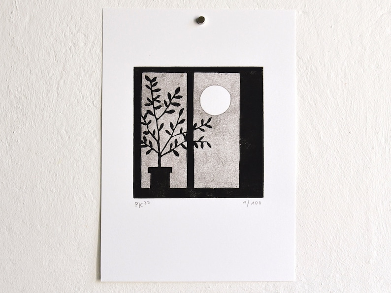 moon series 9 original linocut limited edition image 2