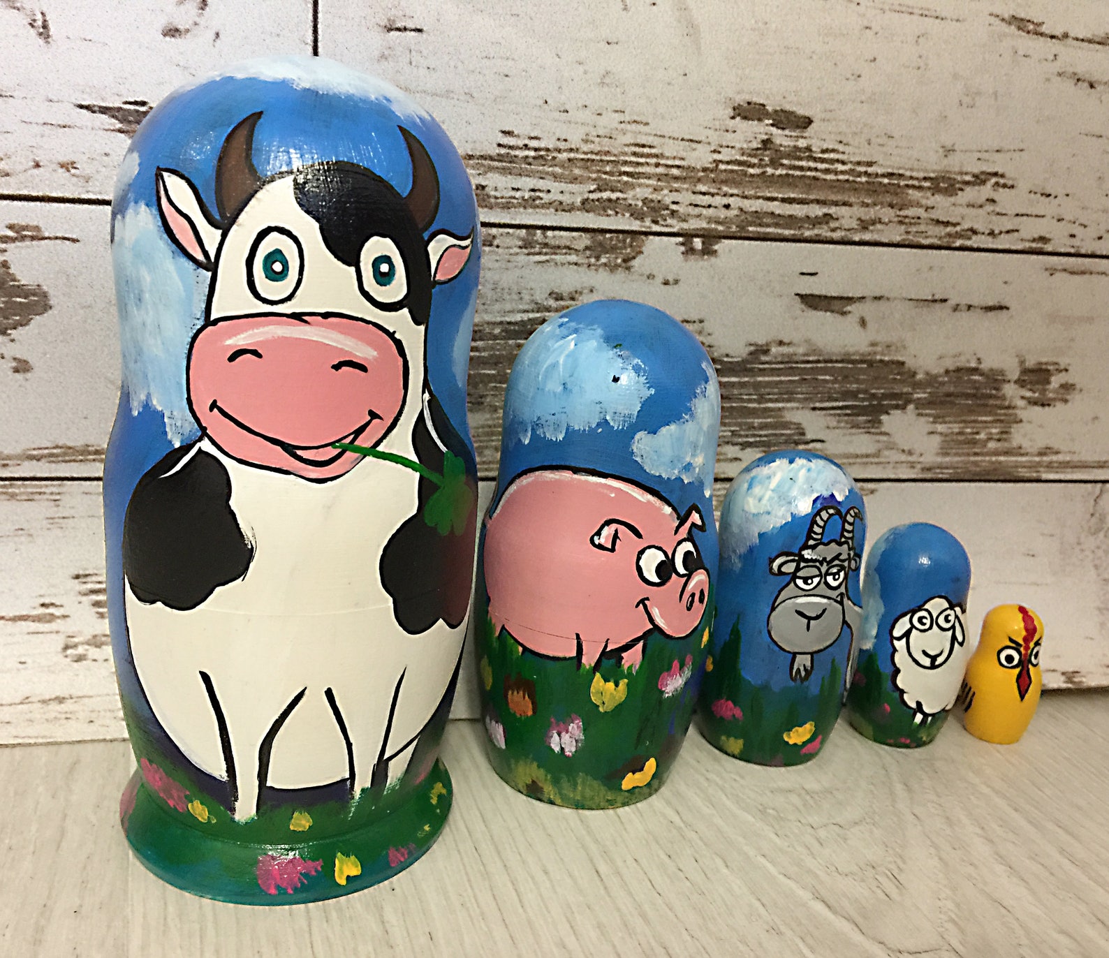Farm animals matryoshka doll nesting dolls russian doll Etsy