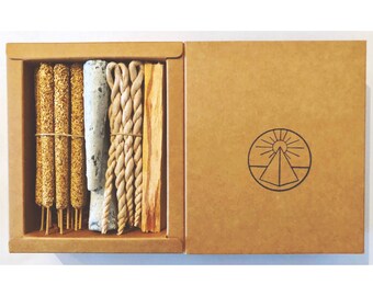 Rituals Incense Pack. Palo Santo Incense.Cedar Ropes.Mexican Copal Cones. Palo Santo Wood.