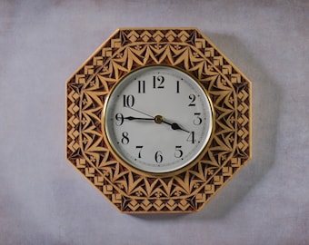 Unique Wall Clock Wood Wall Clock Intricate Wall Clock Sunflower Clock