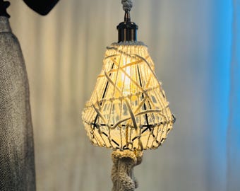 ボヘミアン風ロープランプのDIYパターン – マクラメペンダントライトの