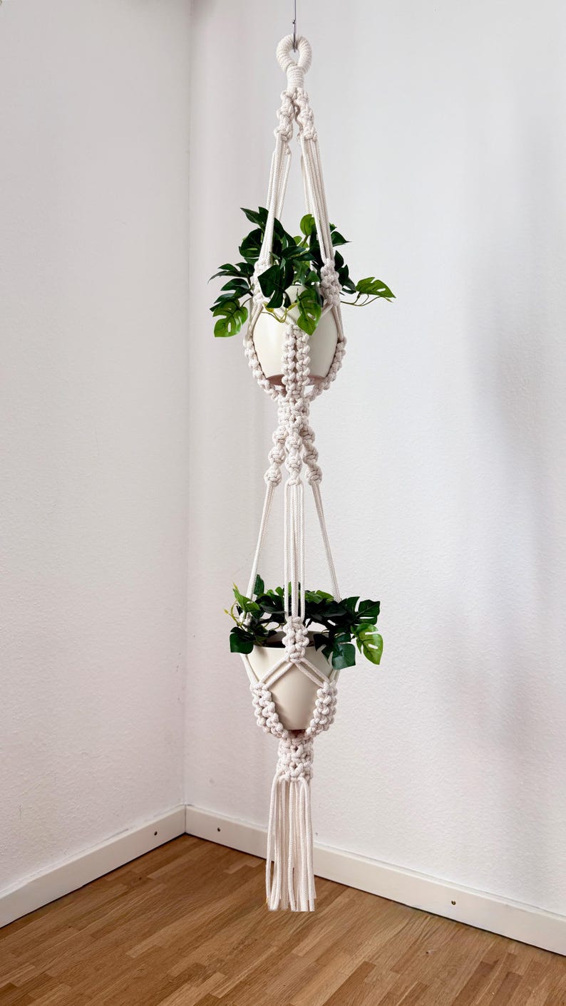 Double Macrame Plant Hanger Pattern PDF, Hanging Planter DIY, Indoor ...