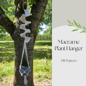 PDF-patroon voor een macramé plantenhanger, spiraalvormig plantenhangerpatroon, macramépatroon voor beginners, doe-het-zelf macramé voor beginners, hoe maak je een plantenhanger