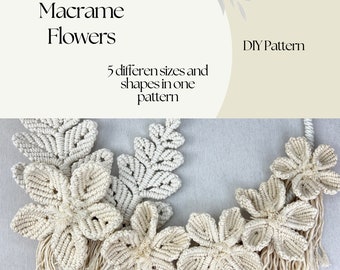 Guida completa ai modelli di fiori macramè: crea 5 diverse dimensioni e forme con istruzioni dettagliate. Scaricamento digitale