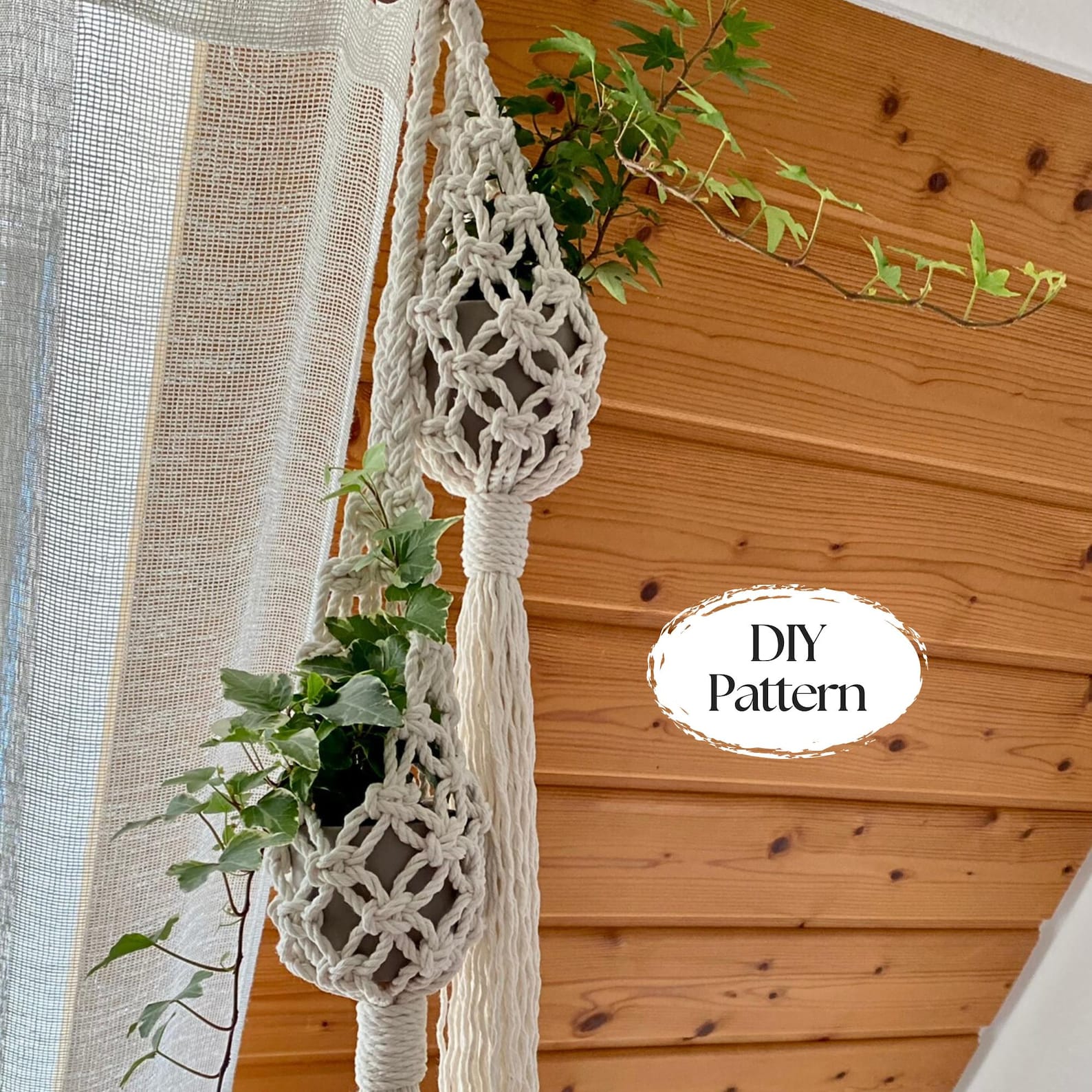 PDF Pattern Macrame Double Pod Planter, Macrame Plant Hanger Tutorial ...