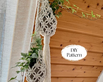PDF-patroon Macramé dubbele pod plantenbak, macramé plantenhanger tutorial, digitale download, patroon voor een luchtplantennest COZY POD