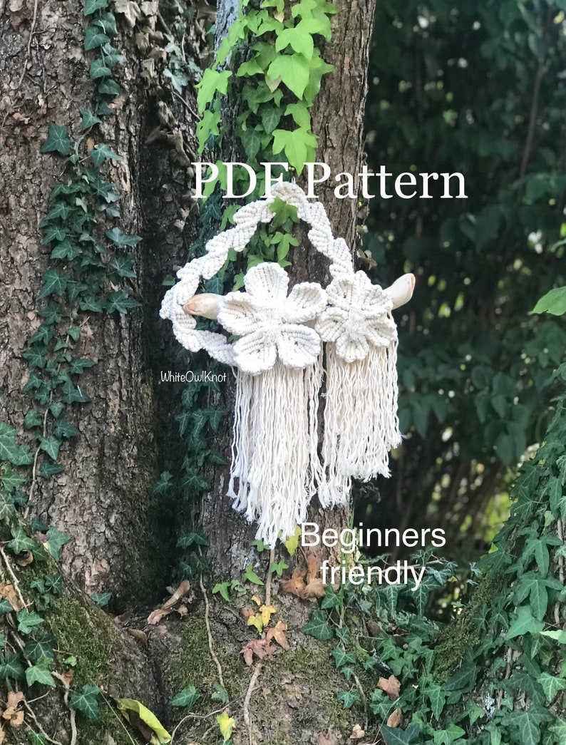 PDF Pattern Macrame Wall Hanging, Macrame Flowers Tutorial,Set of macrame PDF Patterns,Step by Step, Direct Download, How To Macrame Flowers image 2