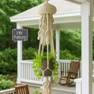 Macrame Jellyfish Planter DIY Pattern — Hanging Plant Holder Tutorial (PDF) • Boho Coastal Decor