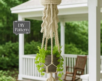 Macrame Jellyfish Planter DIY Pattern — Hanging Plant Holder Tutorial (PDF) • Boho Coastal Decor