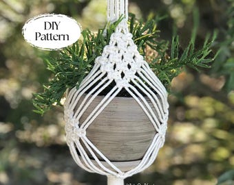Patron de suspension pour plantes en macramé, suspension pour plantes en losange à faire soi-même, patron de macramé pour débutant, instructions étape par étape pour fabriquer une jardinière en macramé