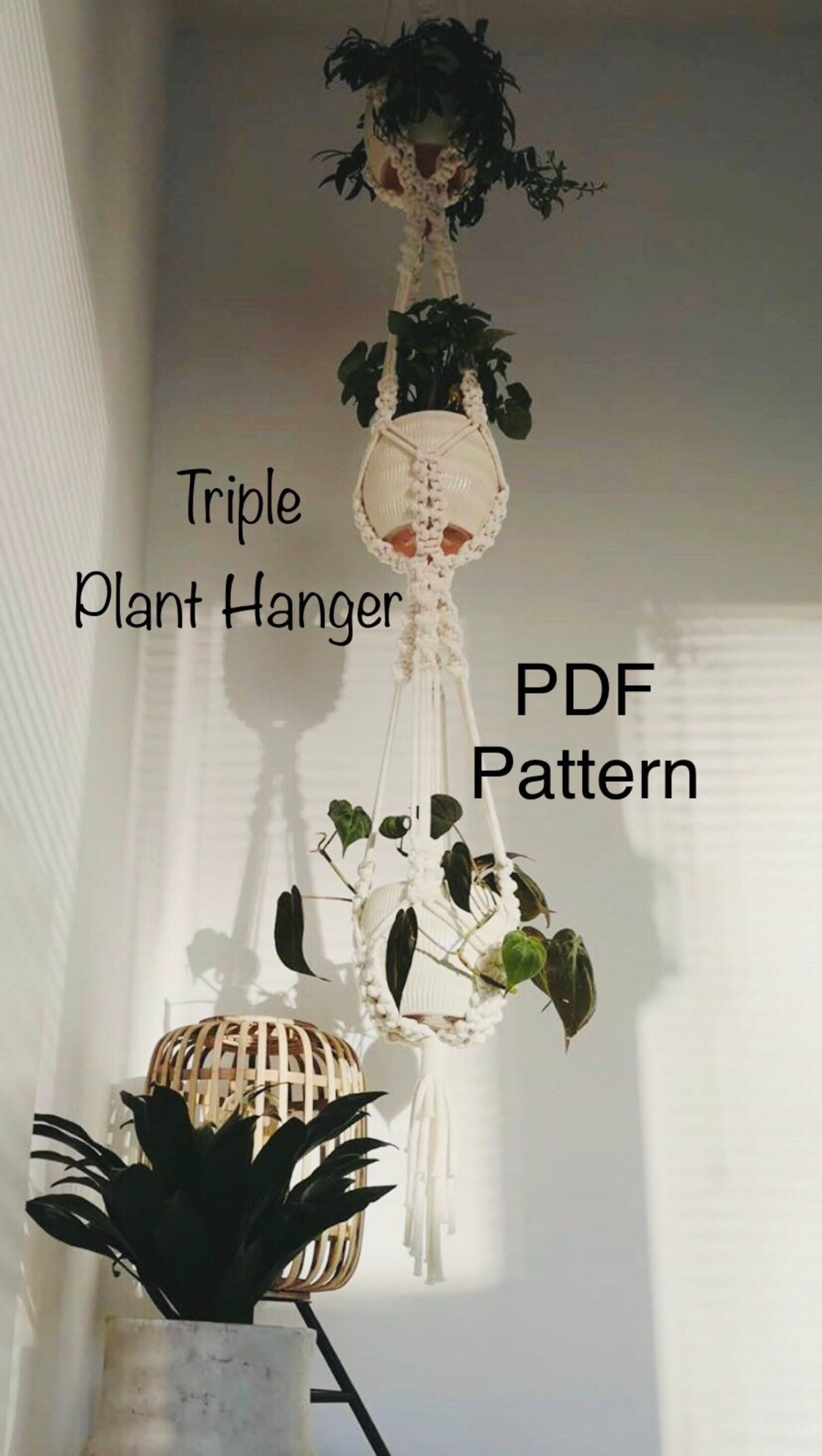 Triple Macrame Plant Hanger Pattern BEGINNER Macrame Fantasy - Etsy