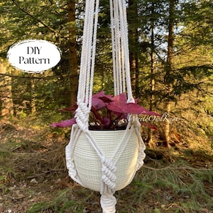 PDF Macrame plant hanger pattern, Spiral macrame plant hanger pattern, Home decor DIY instructions, How to plant hanger, Gift idea