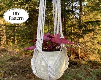 PDF Macrame plant hanger pattern, Spiral macrame plant hanger pattern, Home decor DIY instructions, How to plant hanger, Gift idea