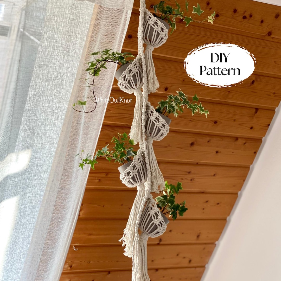 PDF Pattern Macrame Plant Hanger, Multiple Plant Hanger DIY, Macramé ...
