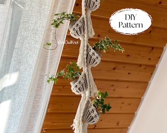 PDF pattern Macrame plant hanger, multiple plant hanger DIY, macramé pattern beginner, DIY macrame, cozy pod planter step by step