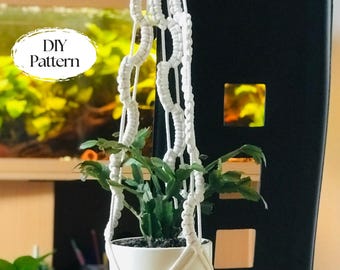 Macrame plant hanger PDF pattern, macramé pattern beginner, DIY macrame, step by step, how to plant hanger