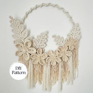 DIY Makramee-Muster Blumenkranz, Set von Makramee-Mustern im PDF-Format zum Herstellen eines Blumenkranzes, Digitaler Download Makramee-Wandbehang-Tutorial