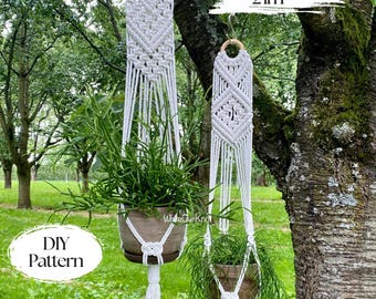Set of TWO macrame plant hangers PDF Patterns, DIY macrame, geometric, plant hanger how to, outdoor hanging plants, home improvement